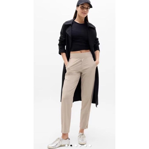 ATHLETA Brooklyn Mid Rise Ankle Pant Cream‎ Ivory Pockets Stretchy Womens Size 4 - Picture 2 of 12